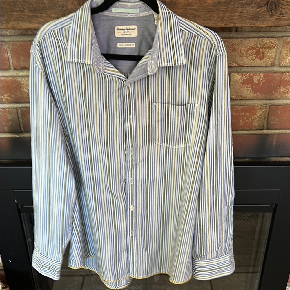Tommy Bahama Blue and White Casual Button Down Shirt